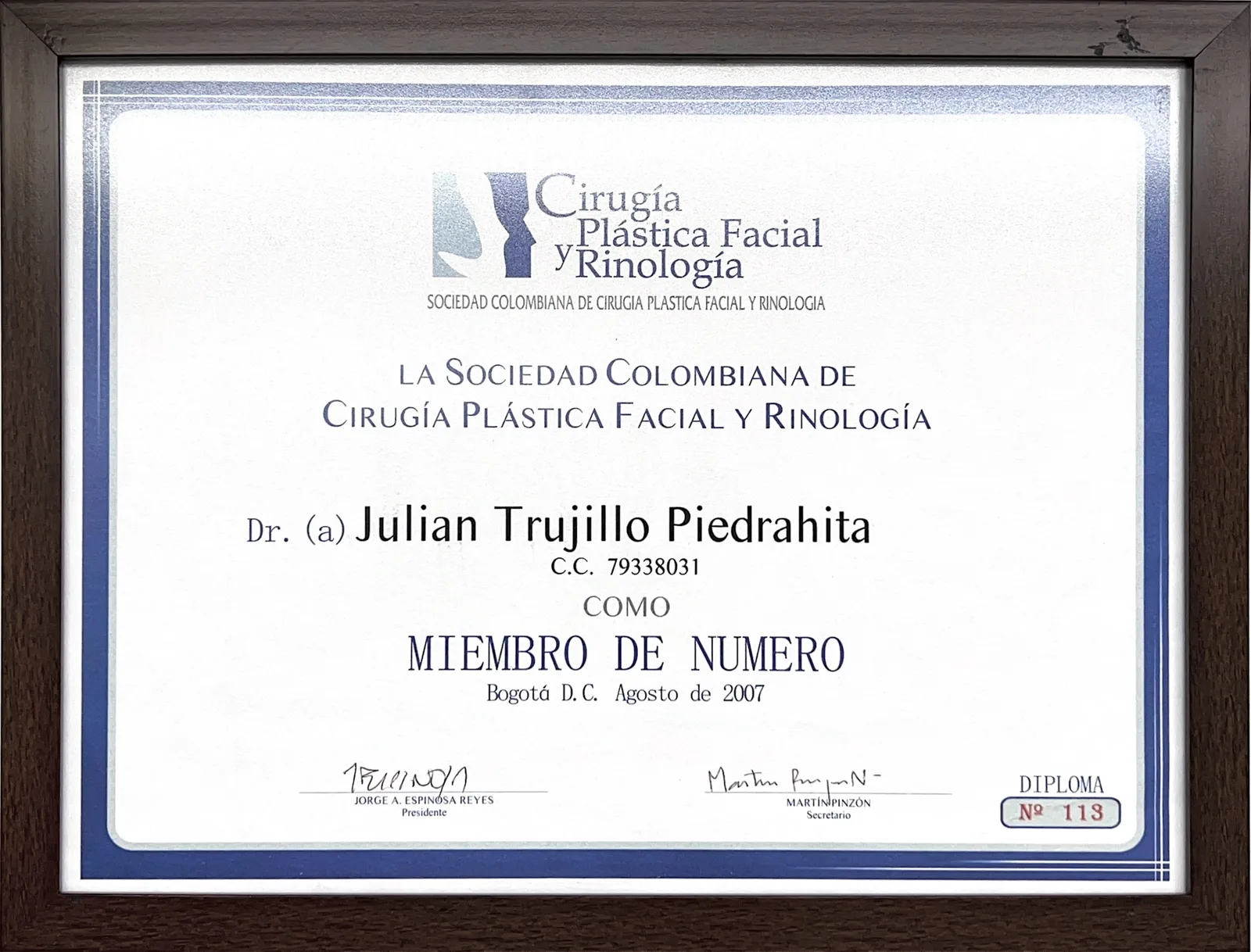 Miembro de Número — SCCP Facial y Rinología